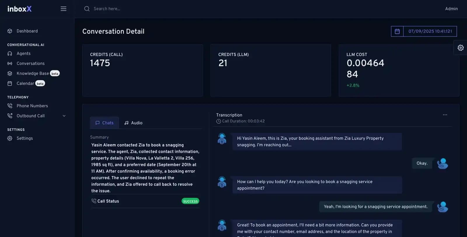 Advanced AI voice agent interface