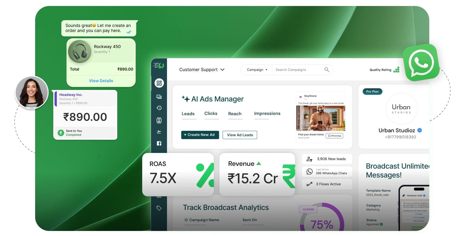 WhatsApp Business API dashboard preview