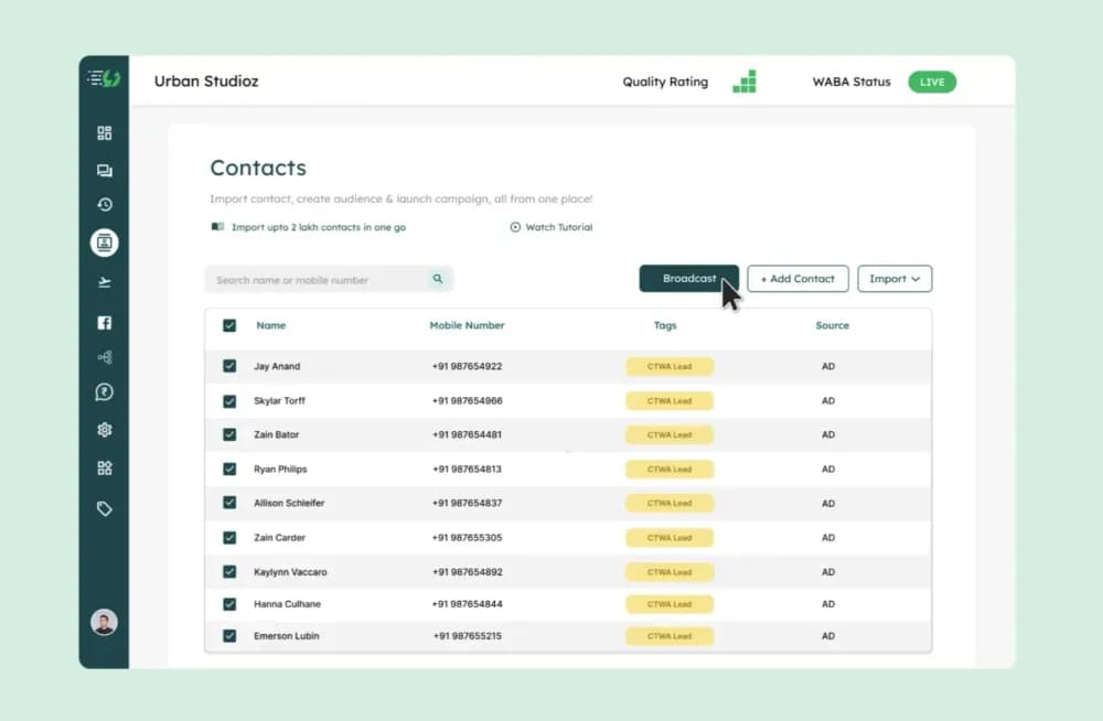Broadcast dashboard