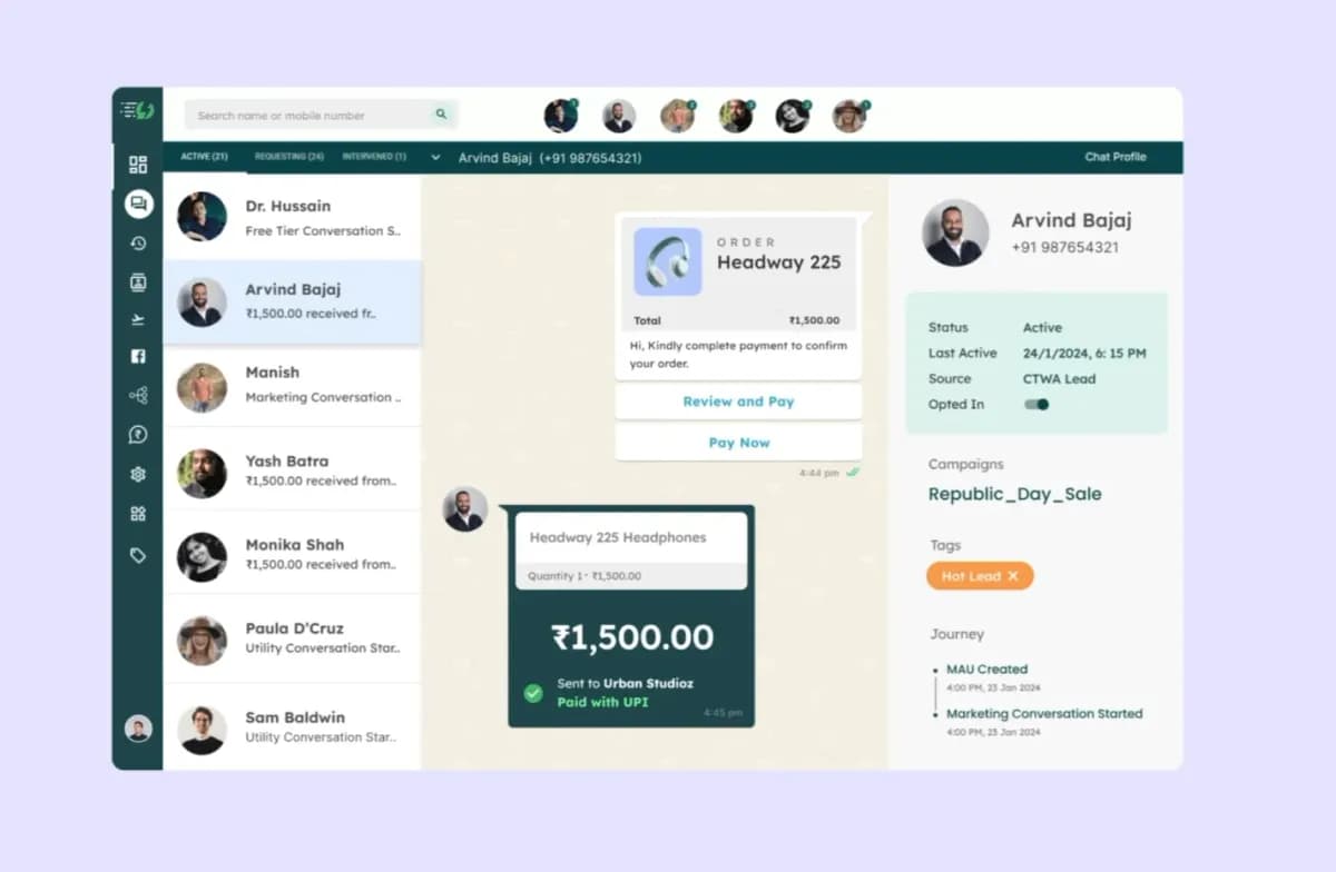 Payments workflow on WhatsApp